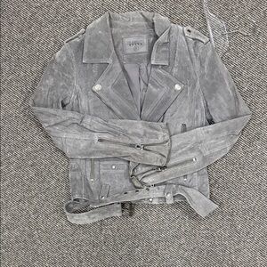 Blank NYC Suede Moto Jacket in Heather Gray